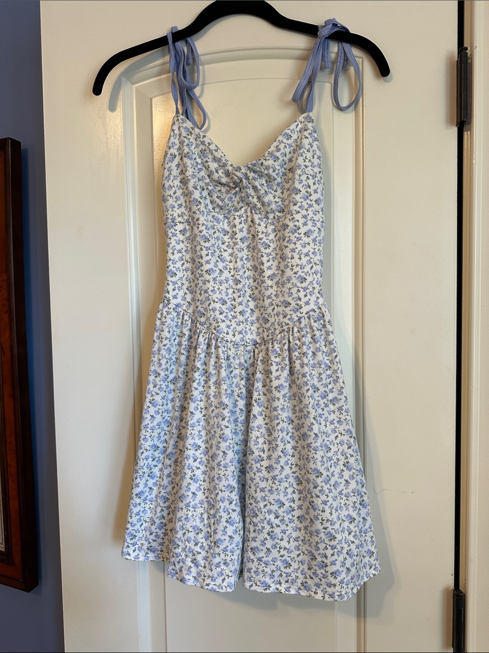 Blue Floral Tie-Shoulder Sundress Romper Hollister